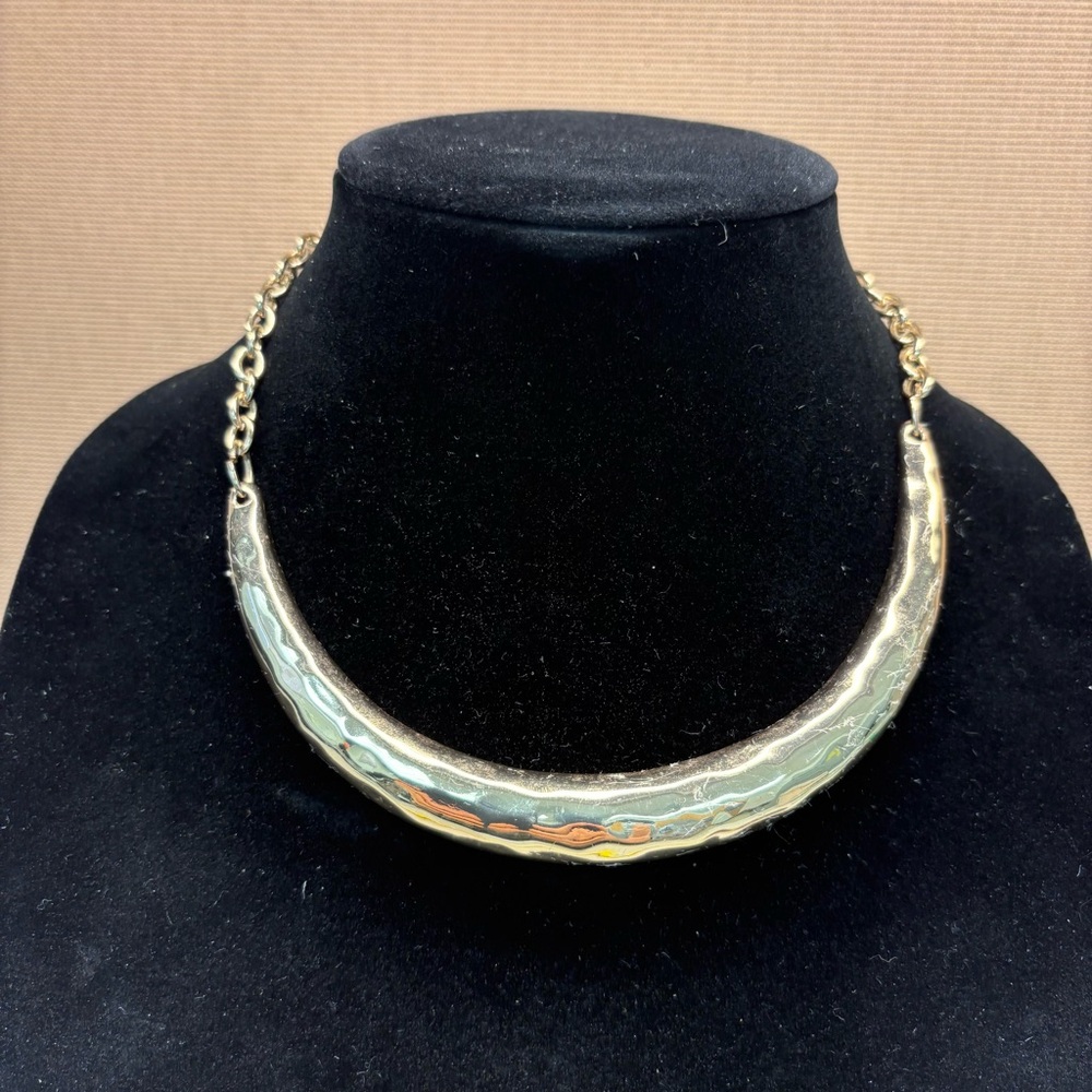 Gold Colored Contemporary Necklace with Polished Finish